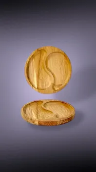 מגש עץ עגול עם חלוקה