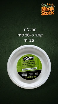 צלחת מרק מתכלה מקנה סוכר – קוטר כ־26 ס״מ