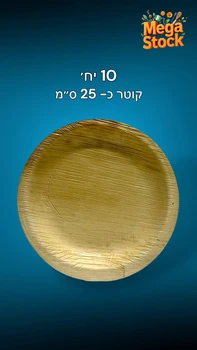 צלחת עגולה חד פעמית גדולה מעלי דקל