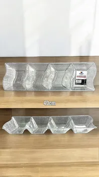 מגש פלסטיק נצנץ כסף ושקוף מחולק לארבעה